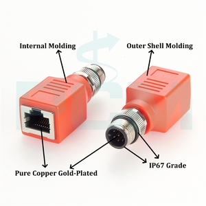 Adaptador giratorio M12 A-Code de 8 pines macho a RJ45 para automatización Industrial Ethernet DeviceNet Machine Vision Camera - Product Image 4