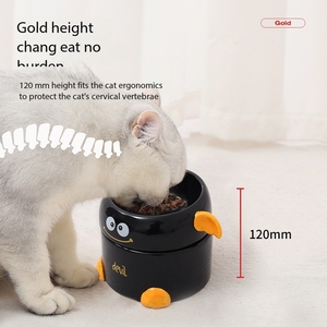 可爱卡通设计陶瓷宠物食品水碗猫狗喂食器<span class=keywords><strong>2</strong></span>层护颈高脚套小动物碗