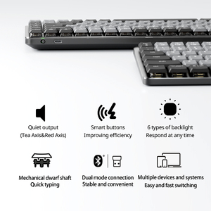 Mini interruptores silenciosos táctiles iluminados mecánicos Logitech MX, interruptor inalámbrico de oficina con Bluetooth retroiluminado, Teclado mecánico