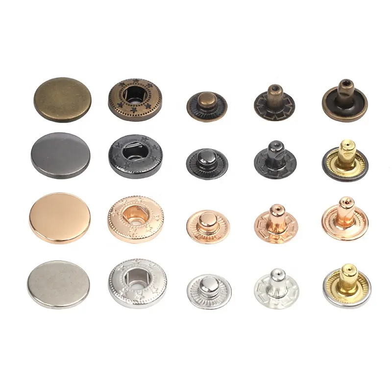 Factory Outlet benutzer definierte schwarz Silber Gold Messing runden Metall Druckknopf für Kleidung Leder Handtasche