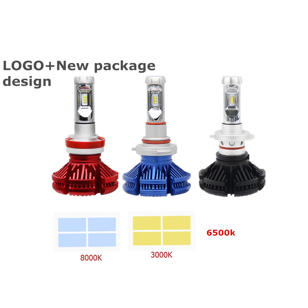 2021 Nieuwe Collectie 3 Kleuren Veranderen 3500K 6500K Led H7 H4,50W 10000 Lumen 9005 9006 X3 Led Koplamp Lamp H7 H4 Led Koplampen