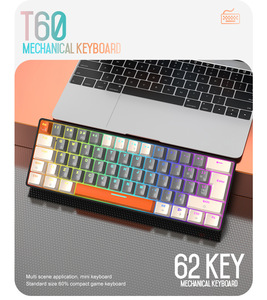 Free Wolf T60 Mechanical Keyboard Color Matching Customized <strong>Notebook</strong> Office <strong>Computer</strong> 62 Keys Russian Luminous Game Keyboard - Product Image 6