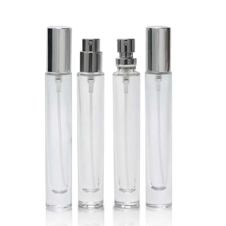 10ml 10 ml luxury clear round thick bottom glass empty perfume bottle with crimp top fine mist sprayer for perfume oil packaging