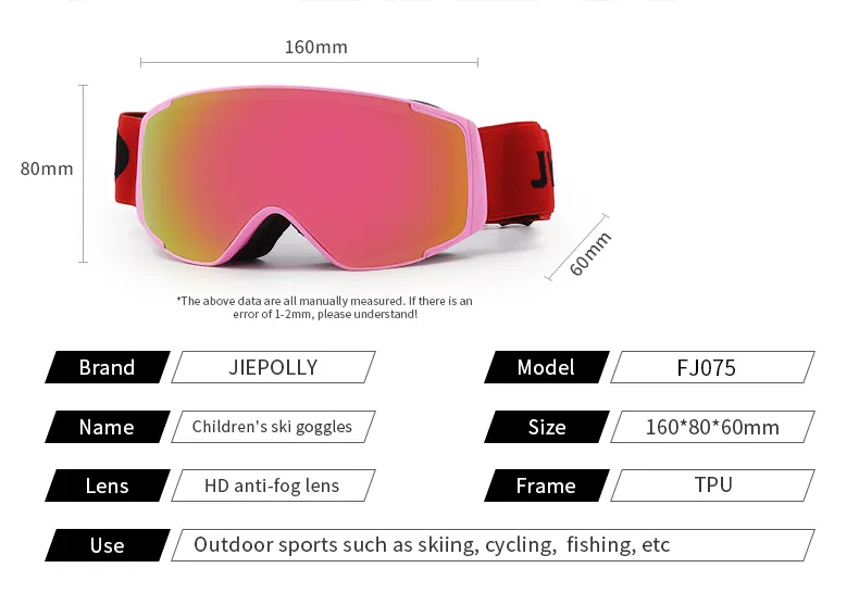 Hersteller Retro Design Kinder Ski Schneemobil Brille Kinder Anti-Fog Oem Uv400 Magnetic Snowboard Sport Schnee Brillen Brille
