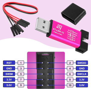 Aismartlink ST-Link V2 Emulador-Descargador Programador Soporte STM8 STM32 Serie Chip Burning y Depuración con Cable de Conexión - Product Image 5