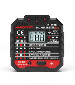 เครื่องทดสอบซ็อกเก็ตหน้าจอดิจิตอล HT106B HT106D,เครื่องตรวจจับการตรวจสอบเฟสขั้วปลั๊กทดสอบแรงดันไฟฟ้ามัลติฟังก์ชัน HT106E - Product Image 1