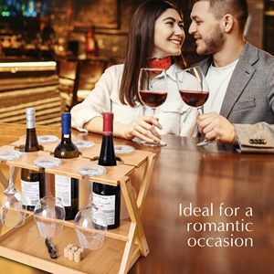 Tre rượu vang Kệ Countertop với <span class=keywords><strong>Wine</strong></span> Glass holder3 chai chủ nút chai lưu trữ Tabletop khay freestanding Organizer - Product Image 2