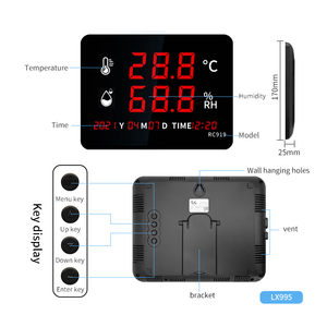 Indicador de temperatura y humedad de la estación meteorológica con sensor externo de grado industrial y gran pantalla LED Reloj de pared