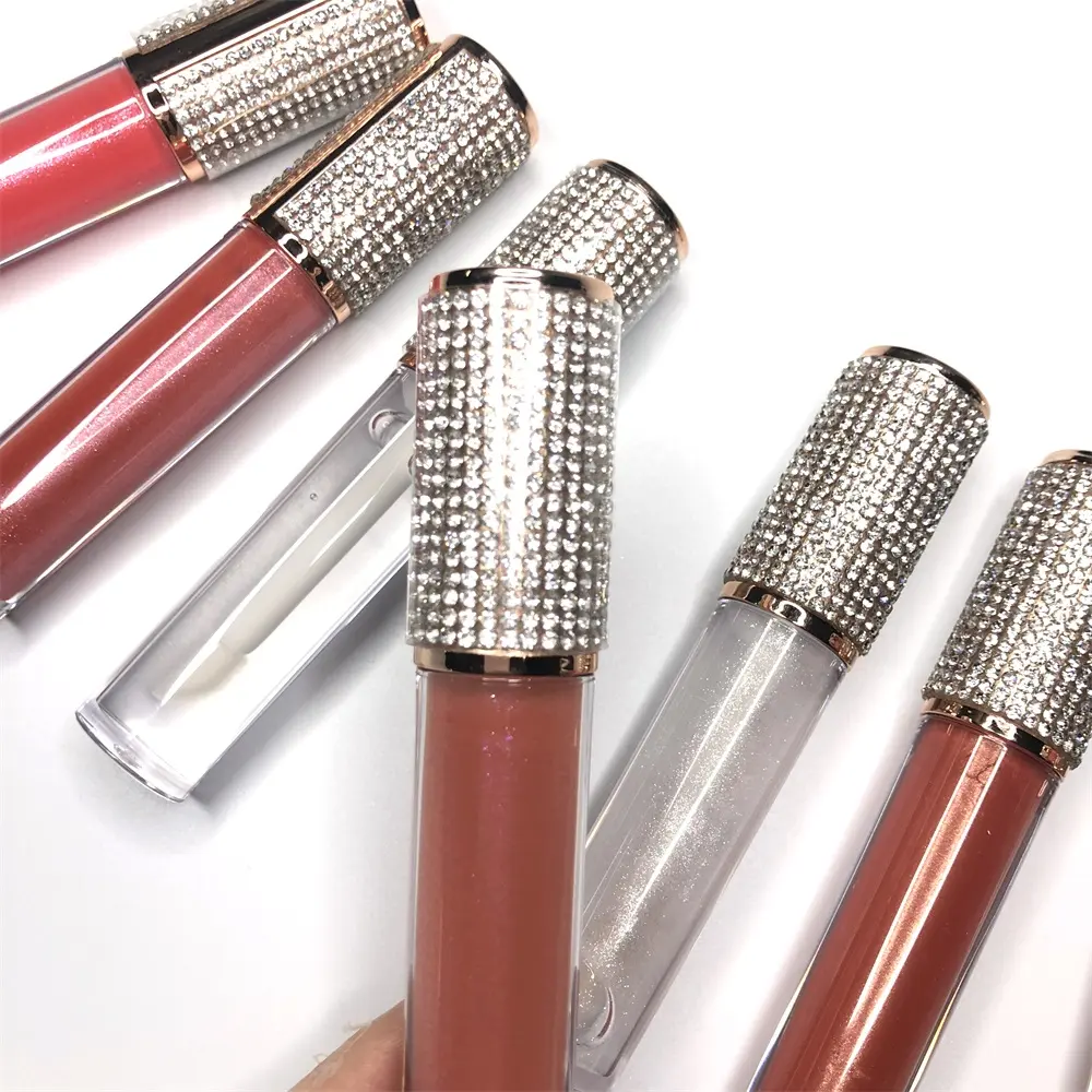 Custom Lipgloss Vegan Langdurige Waterdichte Lippenstift Met Glitter Luxe Diamant Tube