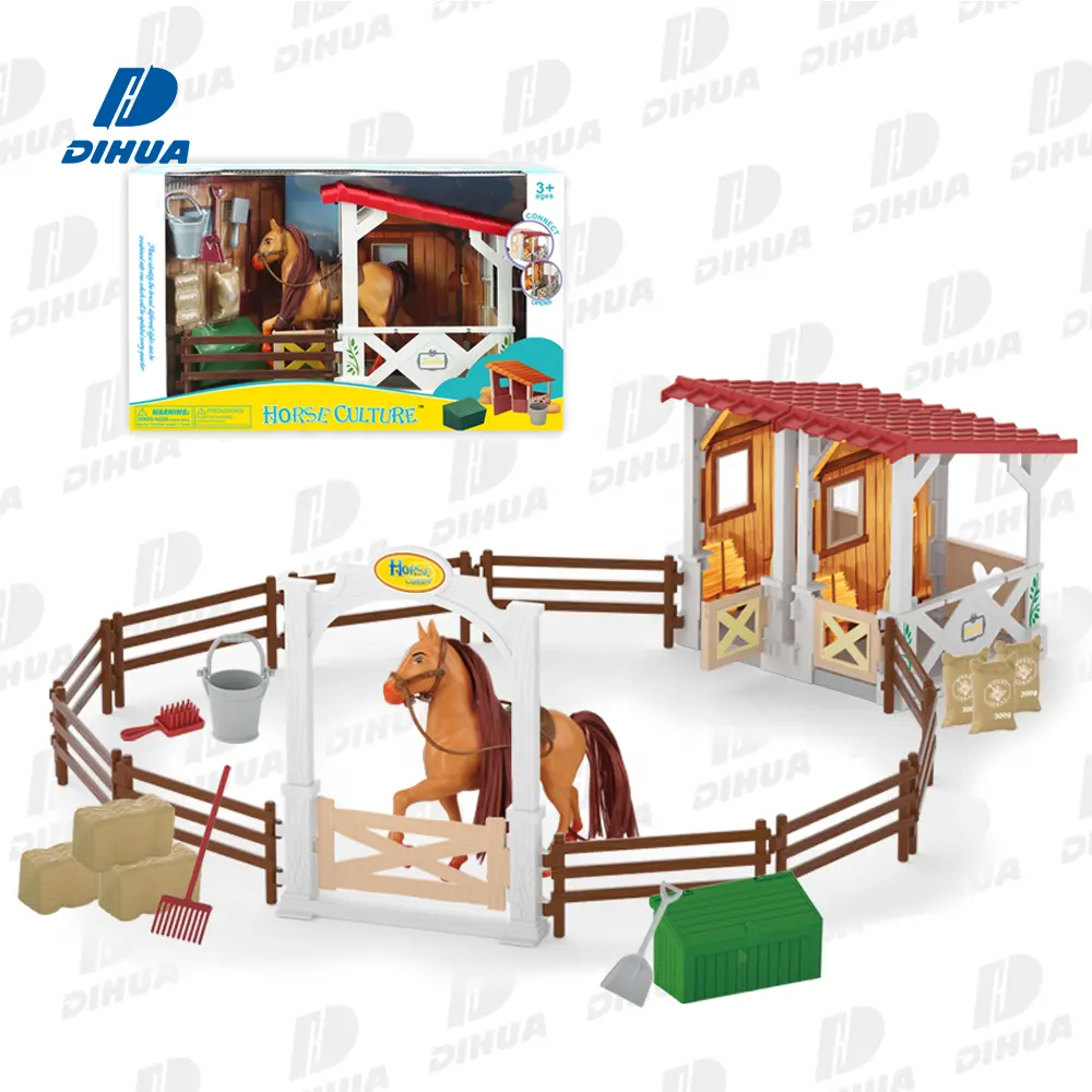 Jogo Estatueta Estatueta Cavalo Figuras Brinquedos Estáveis Cavalo Play Set Horse Club com Cerca Crianças Farm Animal Brinquedos