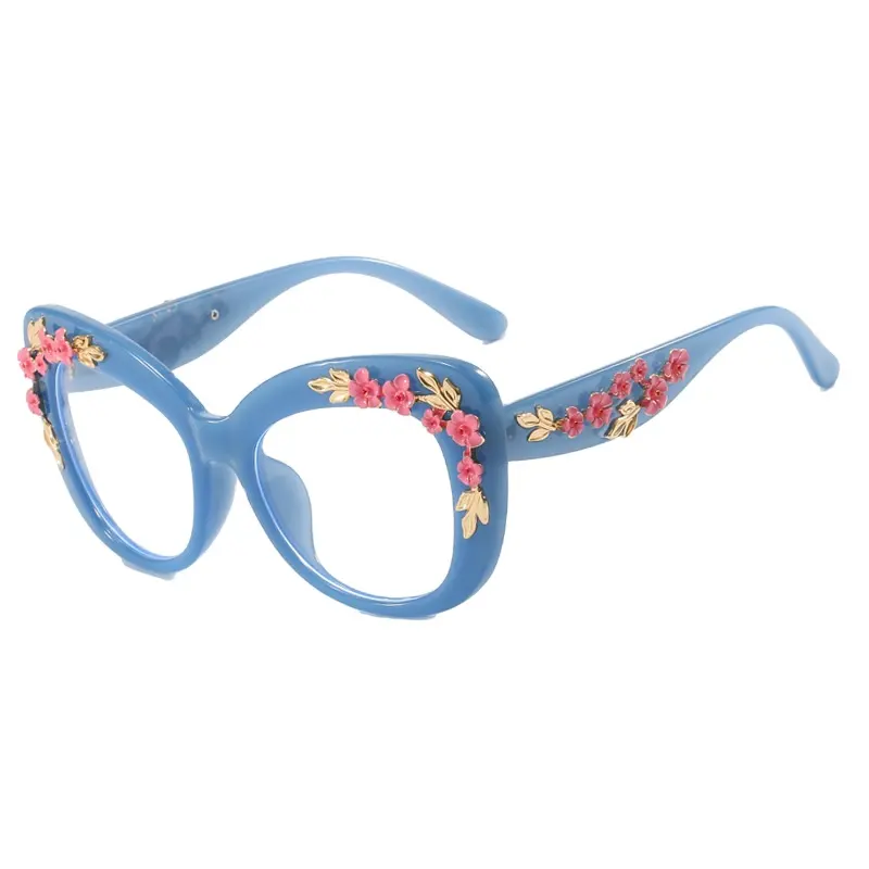 Lunettes de soleil rétro fleur œil de chat 2024 nouveau cadre de lunettes anti-lumière bleue femmes