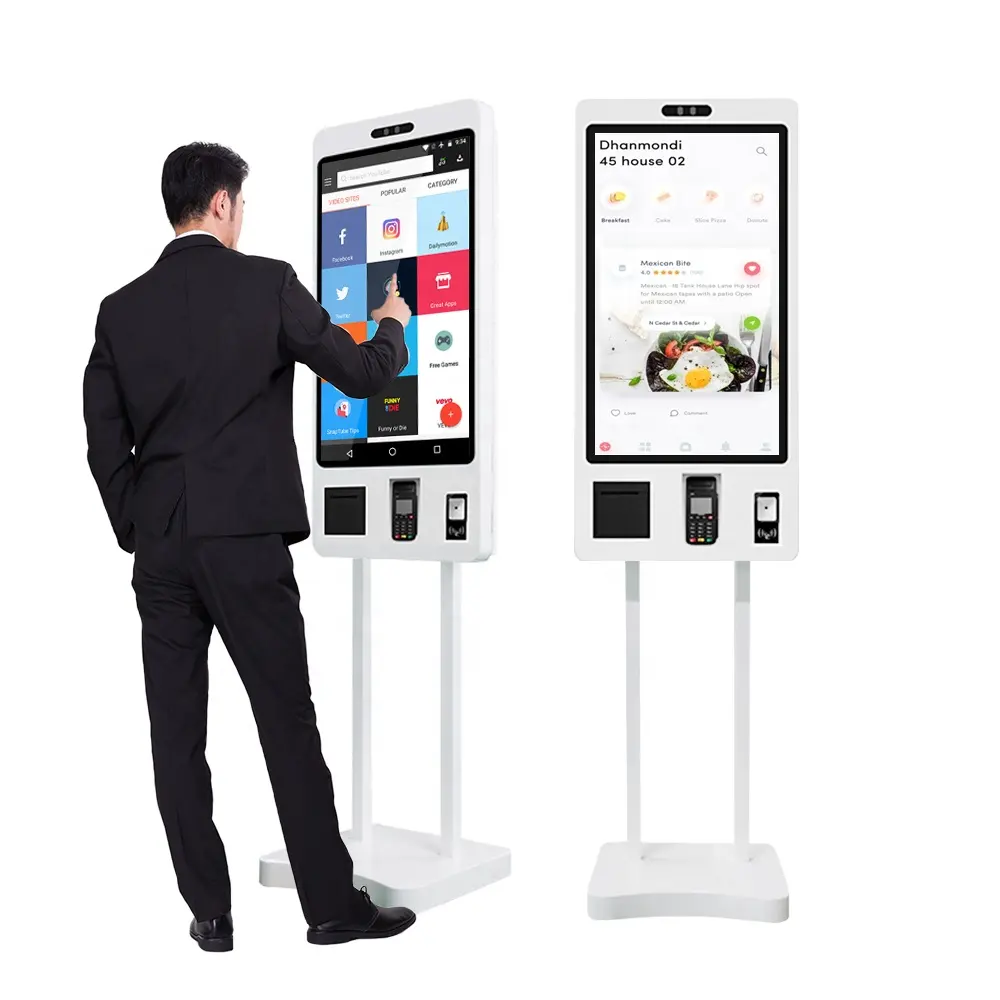 Totem Fastfood 21.5 24 32 Inch Touchscreen Pos Zelfbestelmachine Self Service Betaling Bestellen Kiosk Voor Kfc/Restaurants