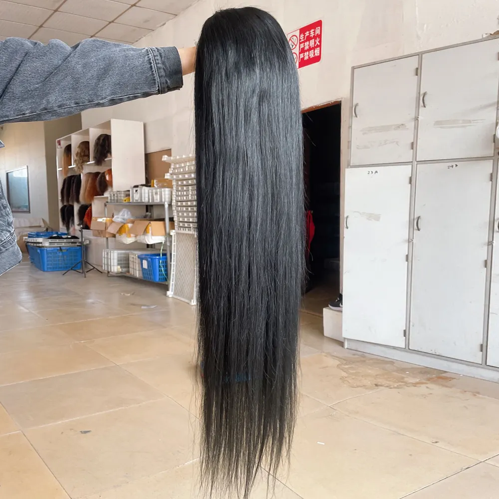 Long 13x4 natural hairline indian 34 36 38 40 inch human hair full lace front wig