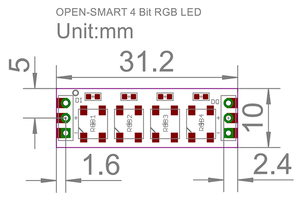 OPEN-SMART Neo Pixel WS2812 5050 Vollfarb-RGB-LED-Lampe Kaskadi bares 4-Bit-RGB-LED-Modul für Arduino