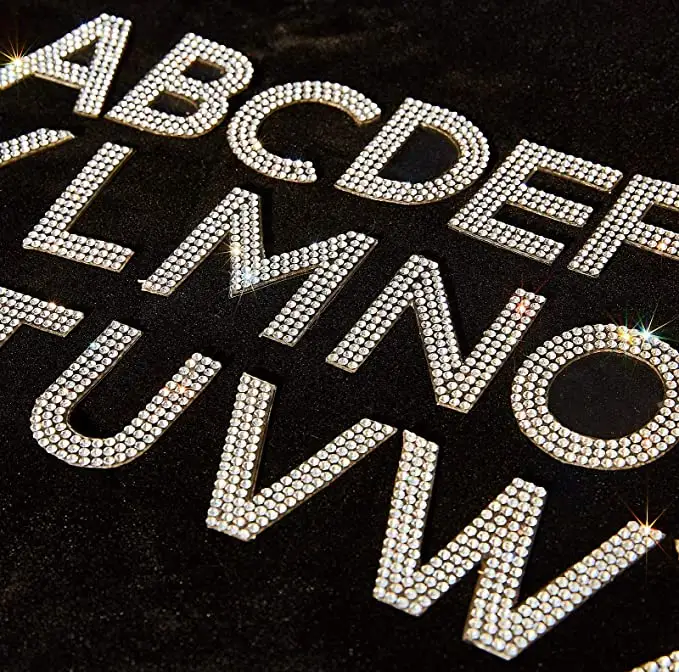 Bling Strass Alphabet Lettre Autocollants, A-Z Lettres Auto-Adhésif Cristal Strass Mot Autocollants pour Voitures Arts Craf