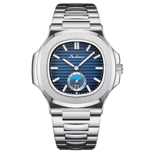 Kinh Doanh mới của nam giới sang trọng cổ tay xem lịch hai kim 3Bar không thấm nước thạch anh sáng thép không gỉ 20mm bướm khóa - Product Image 1