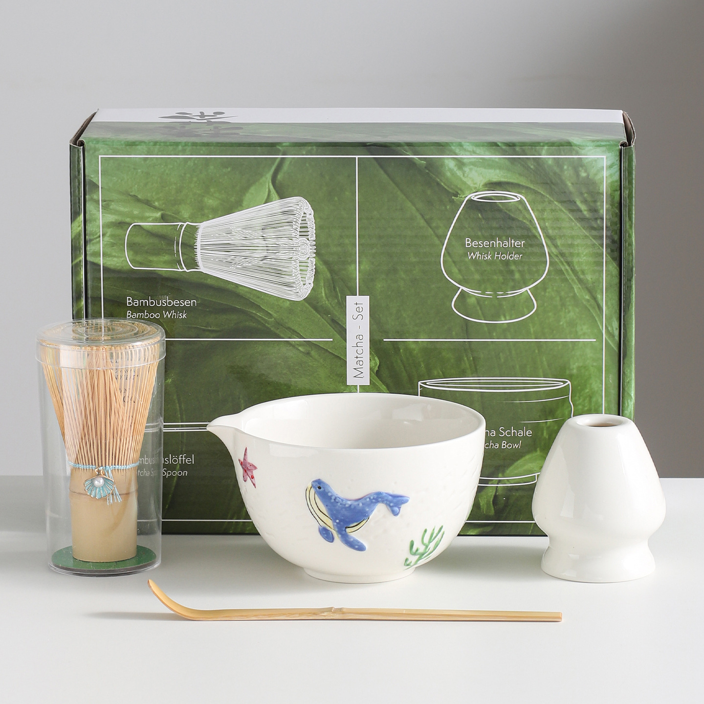 Whale matcha 4 piece set- green box