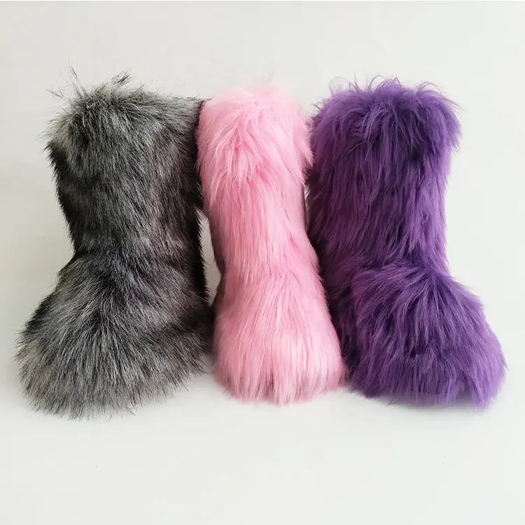 2021 New American EUA Tamanhos Personalizados Baratos monstro da Neve do Inverno quente botas de pele do falso para mulheres roxo liso cor de inicialização