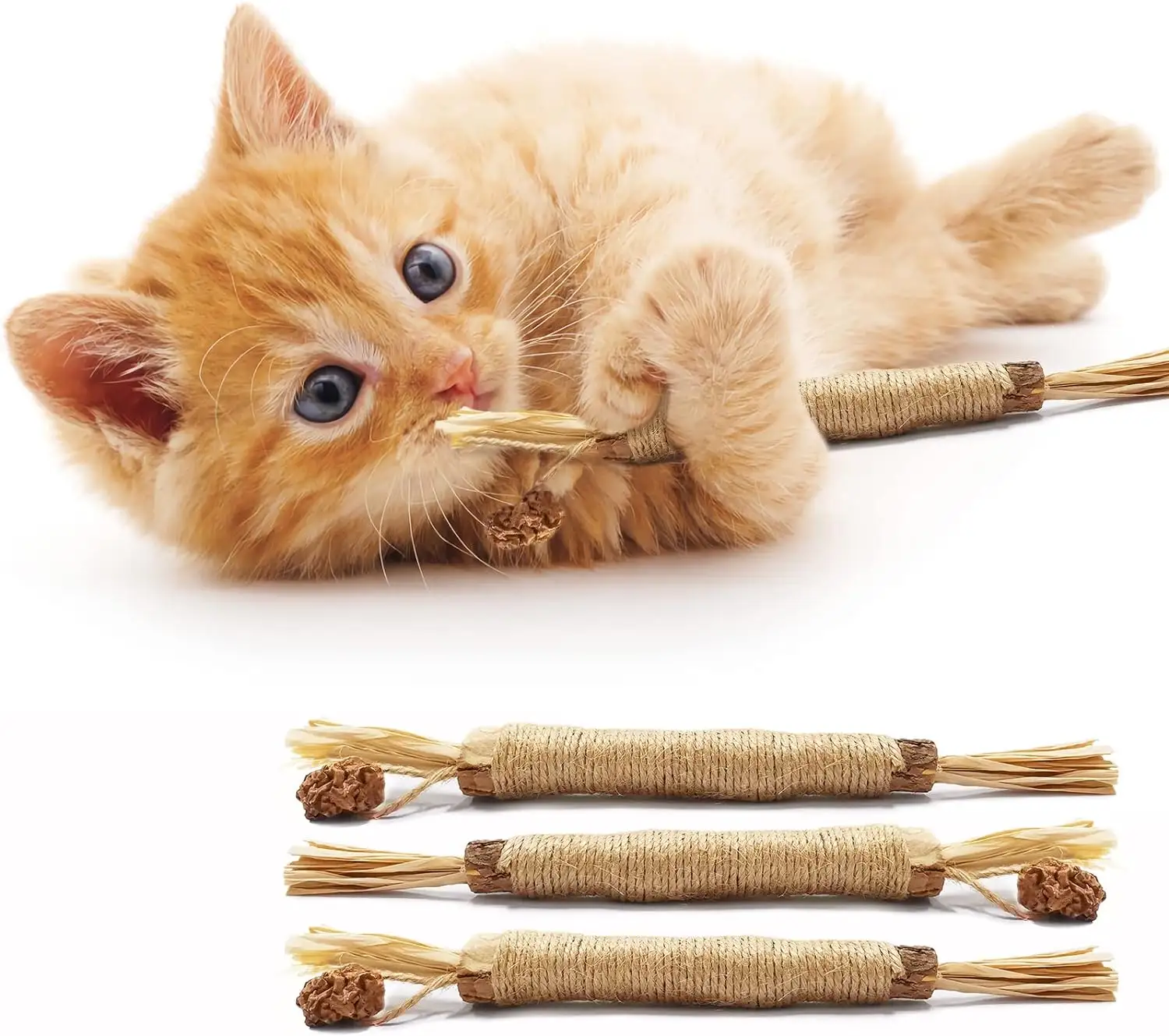 Mainan kucing dengan stik Silvervine interaktif dalam ruangan Catnip dapat dimakan kucing mainan kunyah untuk kucing Lick