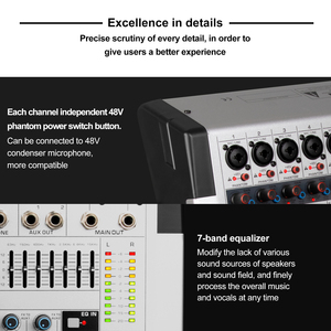 AG8 Professional Interfaz de audio USB de 8 canales Mezclador de audio digital/Controlador de DJ/Consola para escenario con función MP3