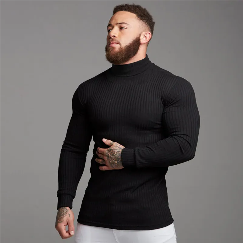 Autumn Winter Men Turtleneck Pullover Male Fashion Turtleneck Mens Thin Sweaters Casual Roll Neck Solid Warm Slim Fit Sweaters