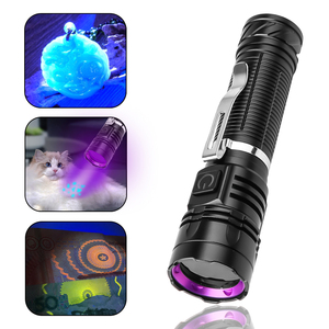 ポータブルミニクリップパープルライトLED懐中電灯365 UV LEDジュエリー検査用アルミ合金タイプC充電屋外作業LED - Product Image 1