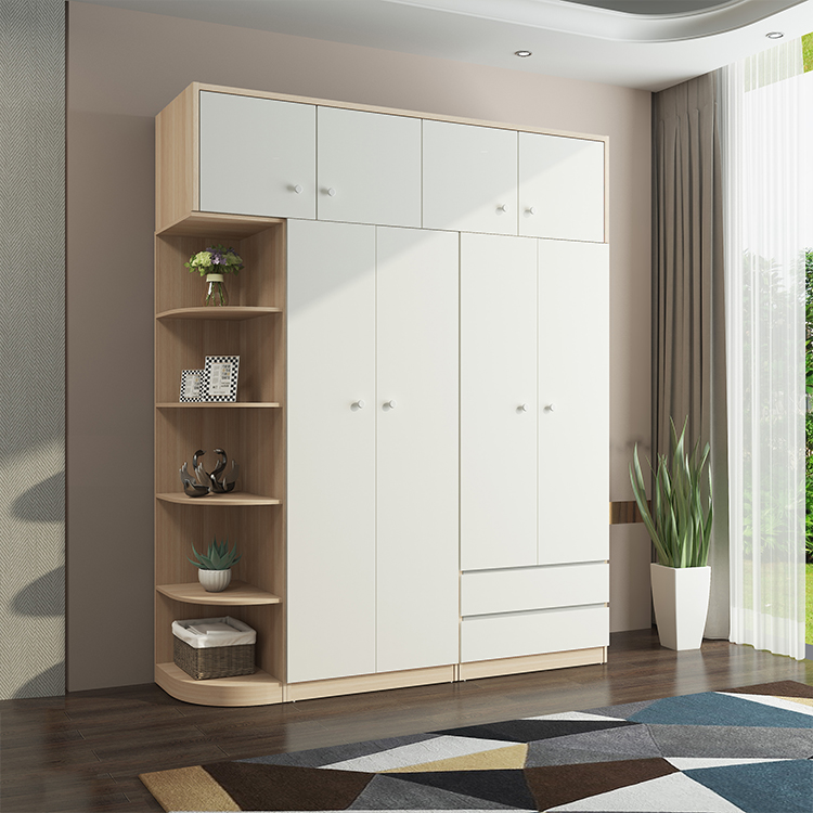 Wardrobe 4 Door 2 Drawer 1 Side Shelf 2 Top Cabinet