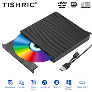 TISHRIC Type-C DVD外部USB3.0光盘阅读器播放器刻录机刻录机光盘驱动器，用于笔记本电脑 - Product Image 2