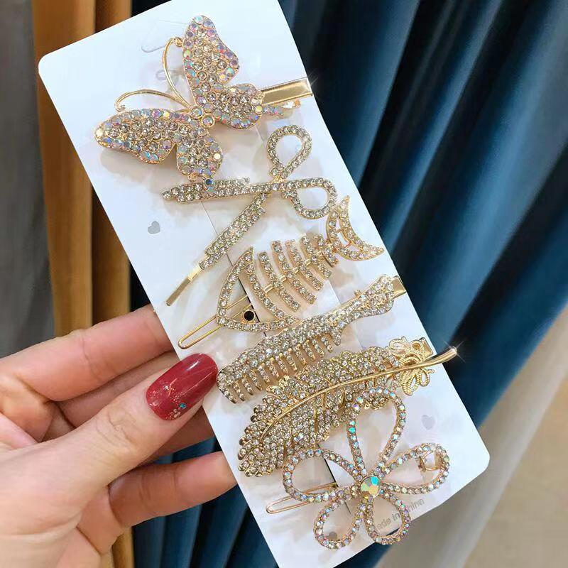 Épingle à cheveux papillon en strass, diamant flash simple et tendance