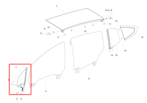 テスラモデルX11081571108157-00-D用RSTFA左フロントクォーターウィンドウガラス110815700D - Product Image 2