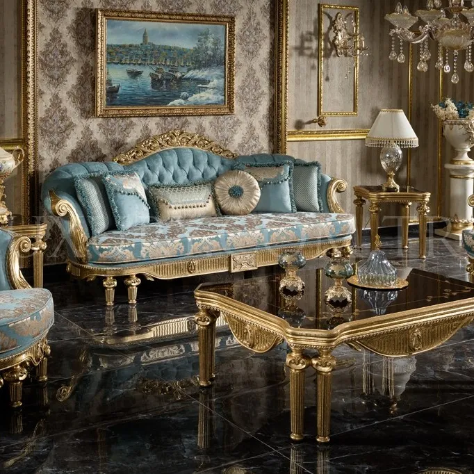 Canapé de style arabe, canapé en tissu de style arabe marocain, canapé de créateur de style européen, ensemble de canapé de luxe en bois antique