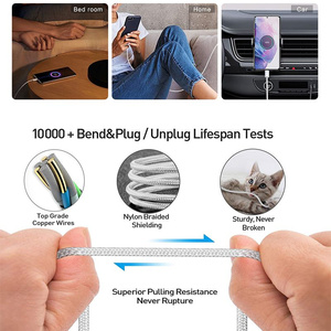 DB naylon örgülü hızlı şarj kablosu iPhone Android cep telefonları yazıcılar için 3A hızlı şarj 2A veri transferi IOS için Optimal - Product Image 4