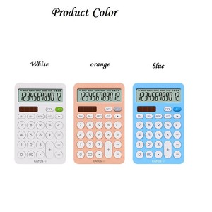 12 Digit White Blue Orange Battery and Solar Power Desk Calculator Large Big Buttons Financial Business <strong>Accounting</strong> <strong>Tool</strong> - Product Image 4