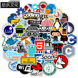 50 Pcs Programming <strong>Programmer</strong> PVC Waterproof Stickers for Skateboard, Laptop, Table, Pencil Case, Refrigerator, Table and Books - Product Image 1