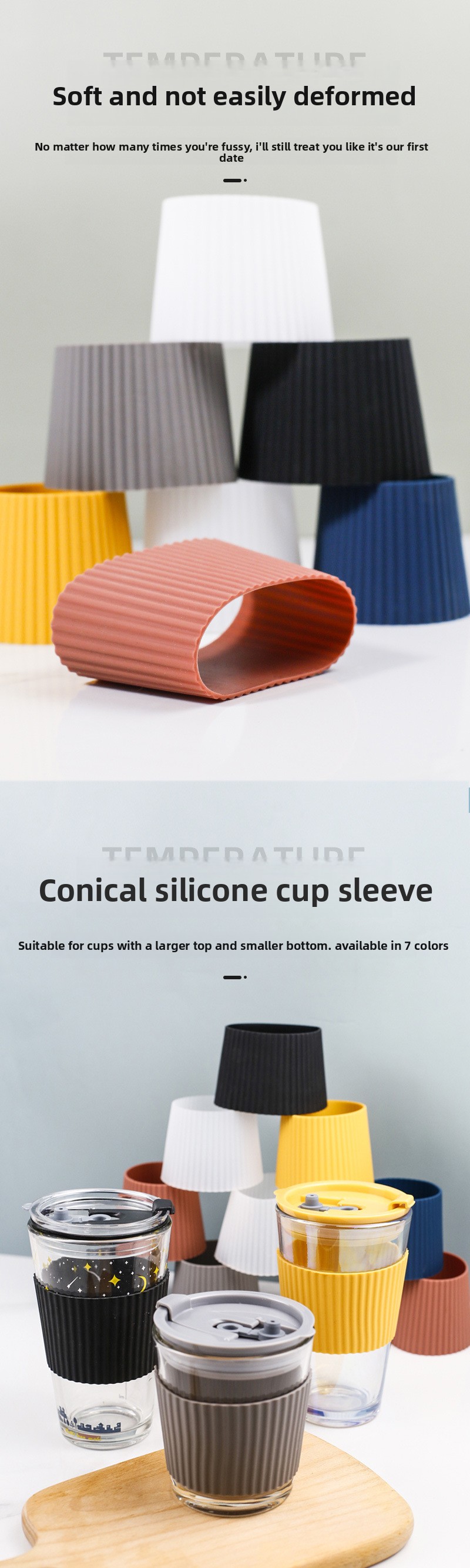 Silicone cup sleeve-transparent white
