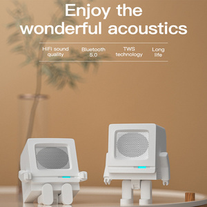 Robot-altavoz inalámbrico de alta fidelidad con Bluetooth 5,0, Subwoofer estéreo, TWS, entrada USB interconectada, Mini altavoz de diente azul - Product Image 2