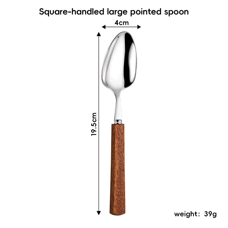 304 Sapele wood handle large pointed spoon