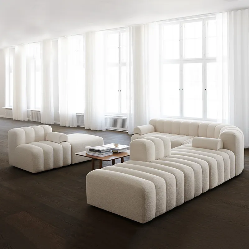 Divano bianco fantasia nordica soggiorno divani componibili componibili Home Lounge divano Boucle moderno italiano Set mobili