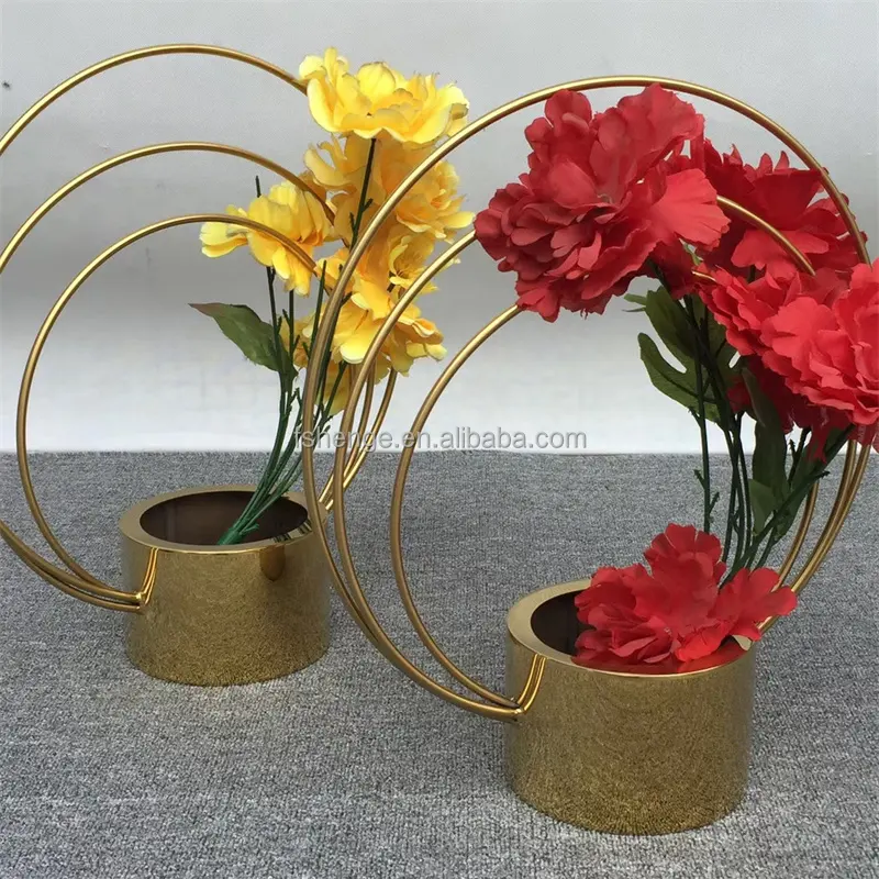 Casa acessórios decoração mini metal flower pot/aço inoxidável ouro flor vaso para decoração