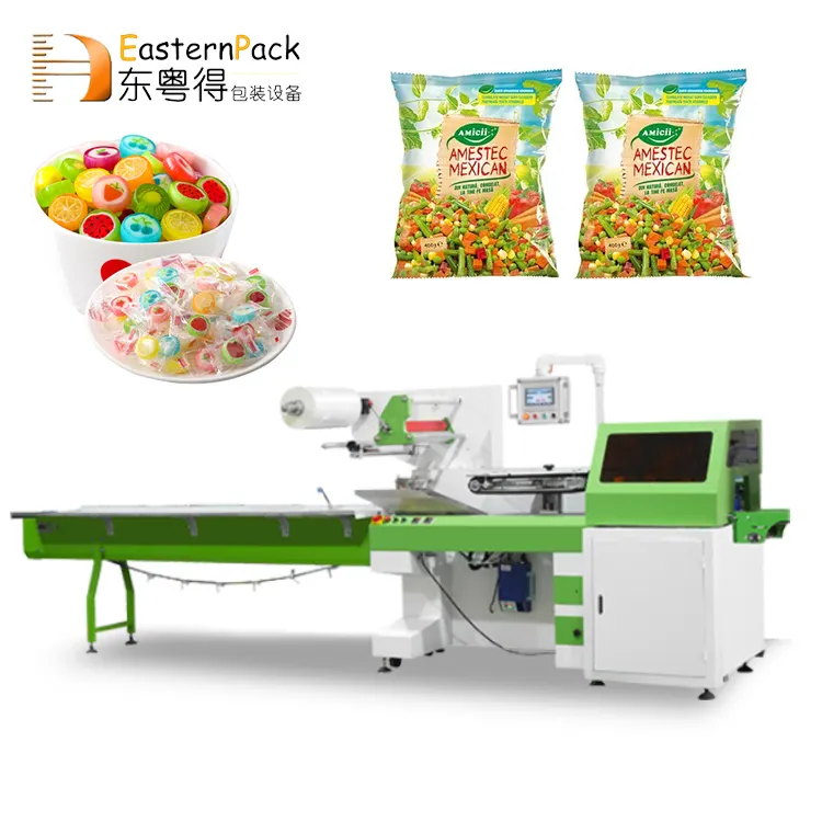 Máquina automática de envasado de fruta, frutos secos, cereales, dulces, Bar, aperitivos, almohada, barra de cereales, máquina de embalaje de proteína energética