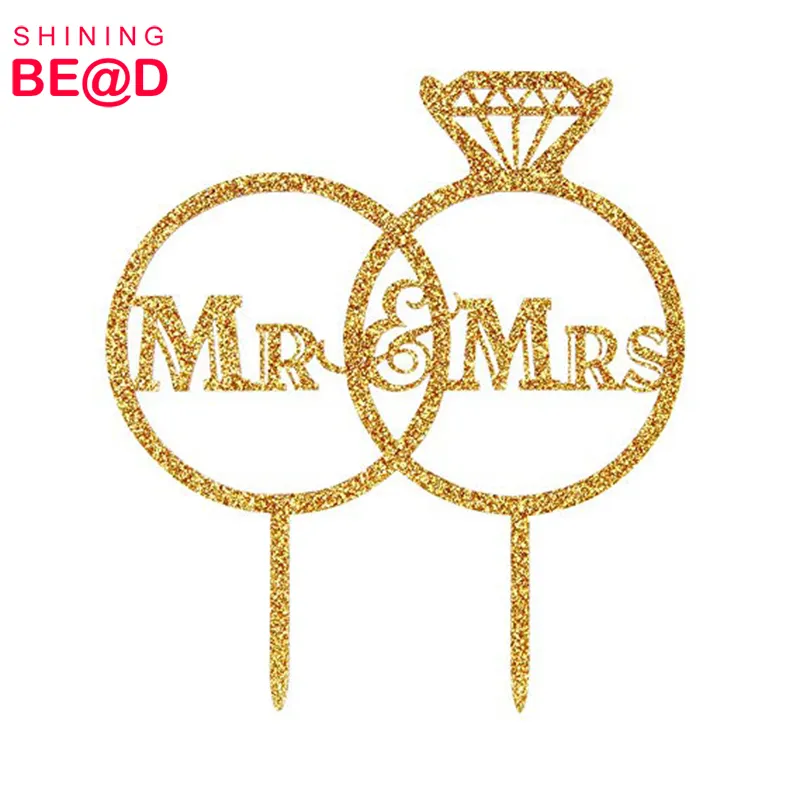 Nuovi Prodotti Anello di Diamanti Mr E Mrs Wedding Cake Topper Per La Sposa e Lo Sposo Bridal Shower Decorazione Del Partito