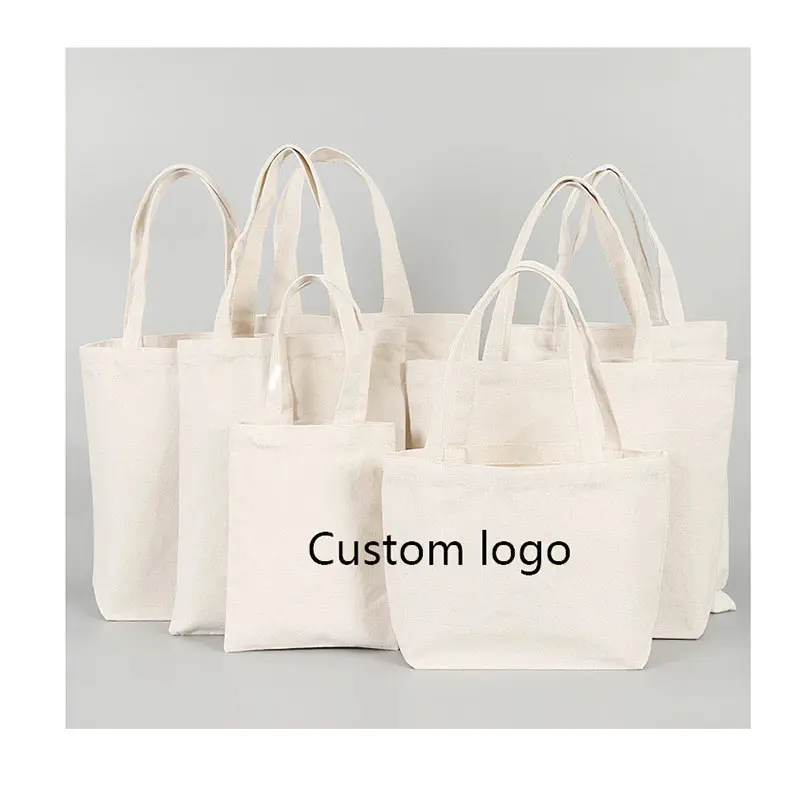 Groothandel Custom Print Logo Goedkope Herbruikbare Boodschappentassen Effen Witte Blanco Katoenen Canvas Draagtas