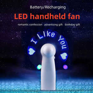 Regalo de promoción Mini ventilador de luz LED de colores Pantalla de Flash de texto programable Ventilador de mano con batería Logotipo de LED OEM MOQ BAJO - Product Image 2