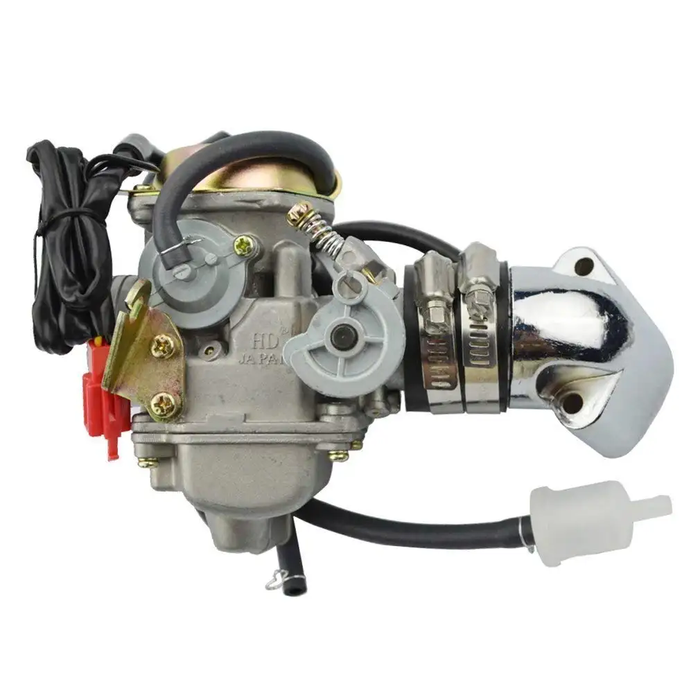 GOOFIT PD24J 24mm Carburetor with Intake Manifold Pipe Replacement For GY6 125cc 150cc ATV Scooter