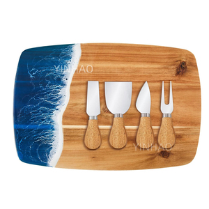 Bộ bàn cắt nhựa sóng đại dương nhựa Epoxy thiết lập với 4 dao phô mai màu xanh trắng sóng mô hình charcuterie Bộ quà tặng - Product Image 6