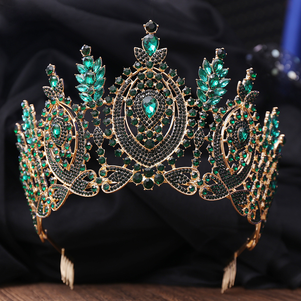 Pettine per capelli in oro Kc con diamanti verde oliva