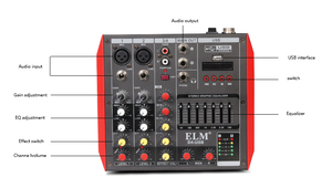 Professional 4-Channel Mini Audio Console <strong>Mixer</strong> 48V Phantom Power Interface Controller for PC Recording Stage Sound <strong>Pro</strong> Console