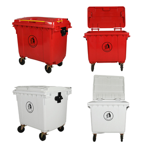 Contenedor de basura de reciclaje de plástico cubo de basura al aire libre cubo de basura móvil para área comercial de calle - Product Image 2