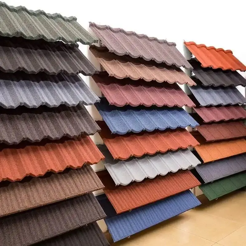 屋根板タイル厚さ0.4mm石コーティングアルミニウム亜鉛鋼屋根板石金属コーティング屋根タイル