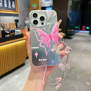 สร้อยข้อมือลูกปัดกุหลาบลายคริสตัลใสเคสโทรศัพท์มือถือ PC สำหรับ iPhone 6 7 8 x XR XS 11 15 16 PRO MAX" - Product Image 1